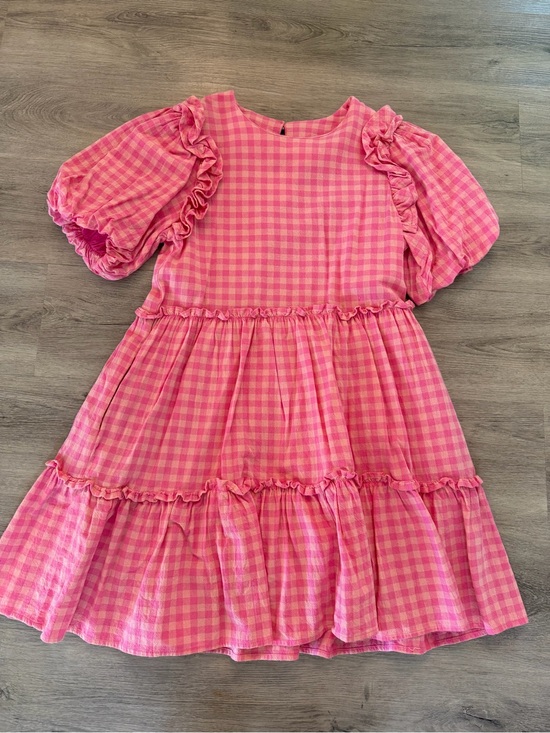 Dresses & Skirts - Women's Pink Gingham Ruffle Tiered Casual Boutique Dress